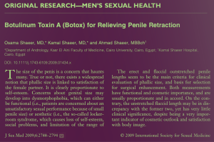 Botulinum Toxin A (Botox) for Relieving Penile Retraction - Original Research on Male Genital Enhancement and Rejuvenation Techniques