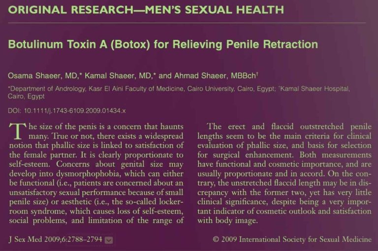 Botulinum Toxin A (Botox) for Relieving Penile Retraction - Original Research on Male Genital Enhancement and Rejuvenation Techniques