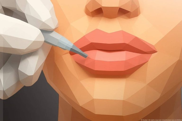Illustration of a practitioner performing lip filler injection, representing demand for facial injectables and growth in the medical aesthetics market